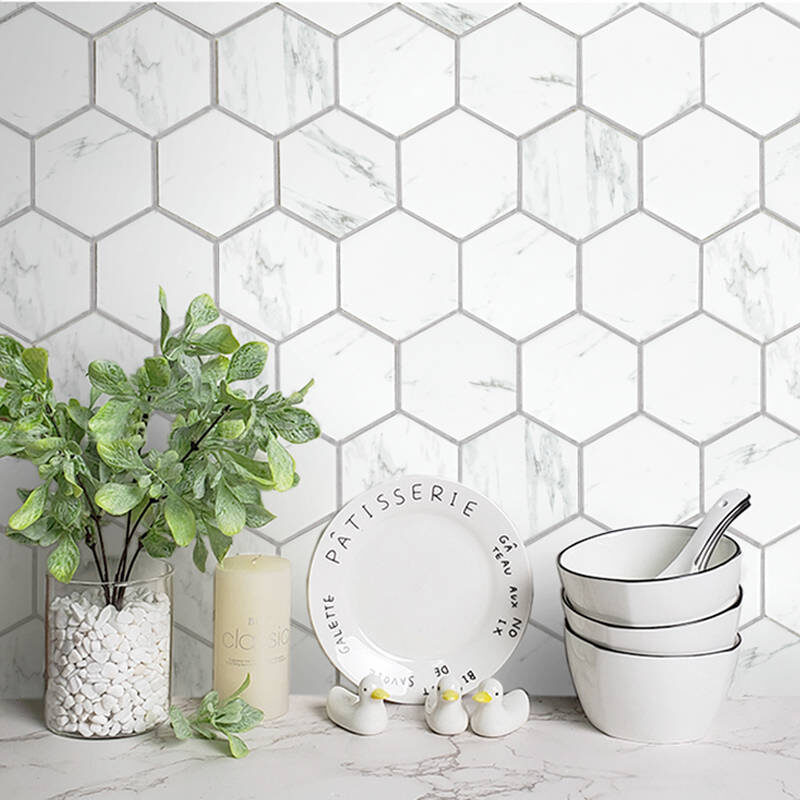 Mosaic Tile China Suppliers Marble Carrara White Porcelain Hexagon ...