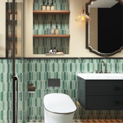 Green Arrow Ceramic Mosaic Tile Indoor Bathroom Backsplash Tile Shower