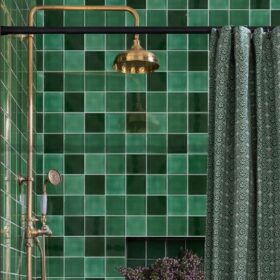 Modern Green Square Ceramic Mosaic Tile Interior Bathroom Backsplash Tile Shower Area Wall Tiles